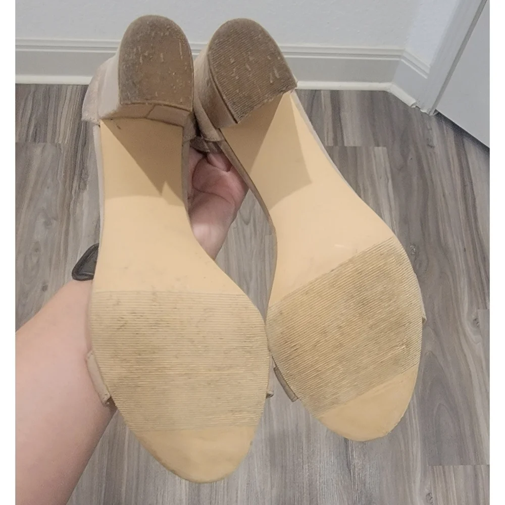 Madden Girl Nude Ankle Strap Block Heel Size 8.5